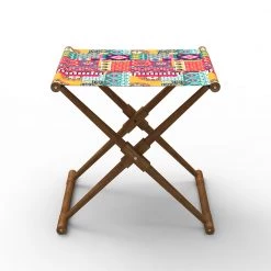 Chumbakdesign Furniture & Storage Bistro Folding Bench - Floral Swirls Red