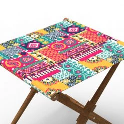 Chumbakdesign Furniture & Storage Bistro Folding Bench - Floral Swirls Red 11 Chumbakdesign Furniture & Storage Bistro Folding Bench - Floral Swirls Red