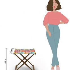 Chumbakdesign Furniture & Storage Bistro Folding Bench - Floral Swirls Red 12 Chumbakdesign Furniture & Storage Bistro Folding Bench - Floral Swirls Red