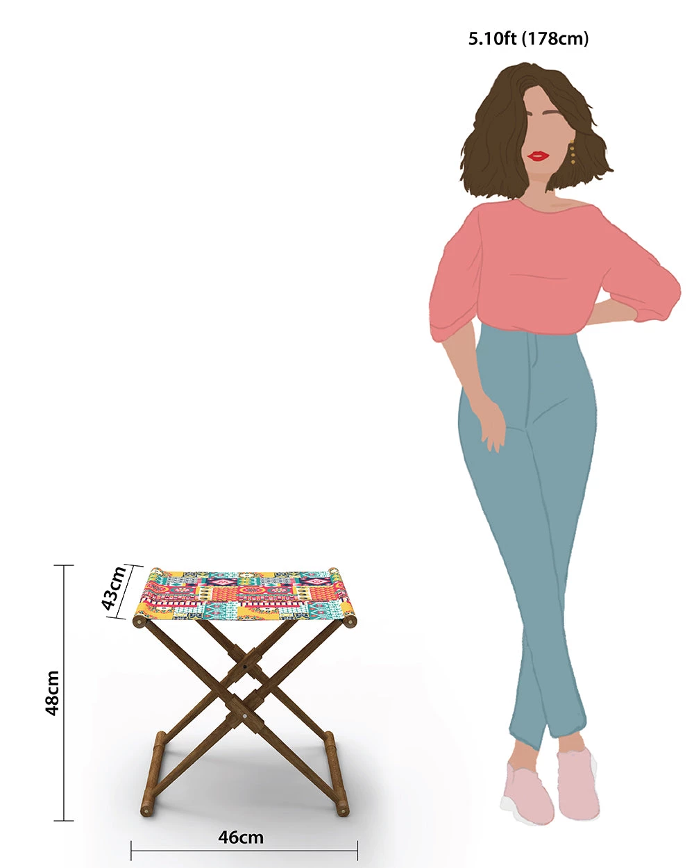 Chumbakdesign Furniture & Storage Bistro Folding Bench - Floral Swirls Red 7 Chumbakdesign Furniture & Storage Bistro Folding Bench - Floral Swirls Red