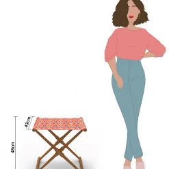 Chumbakdesign Bistro Folding Bench - Red Ikkat