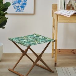 Chumbakdesign Bistro Folding Bench - Tropical Ikkat Green Furniture & Storage