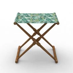 Chumbakdesign Bistro Folding Bench - Tropical Ikkat Green Furniture & Storage