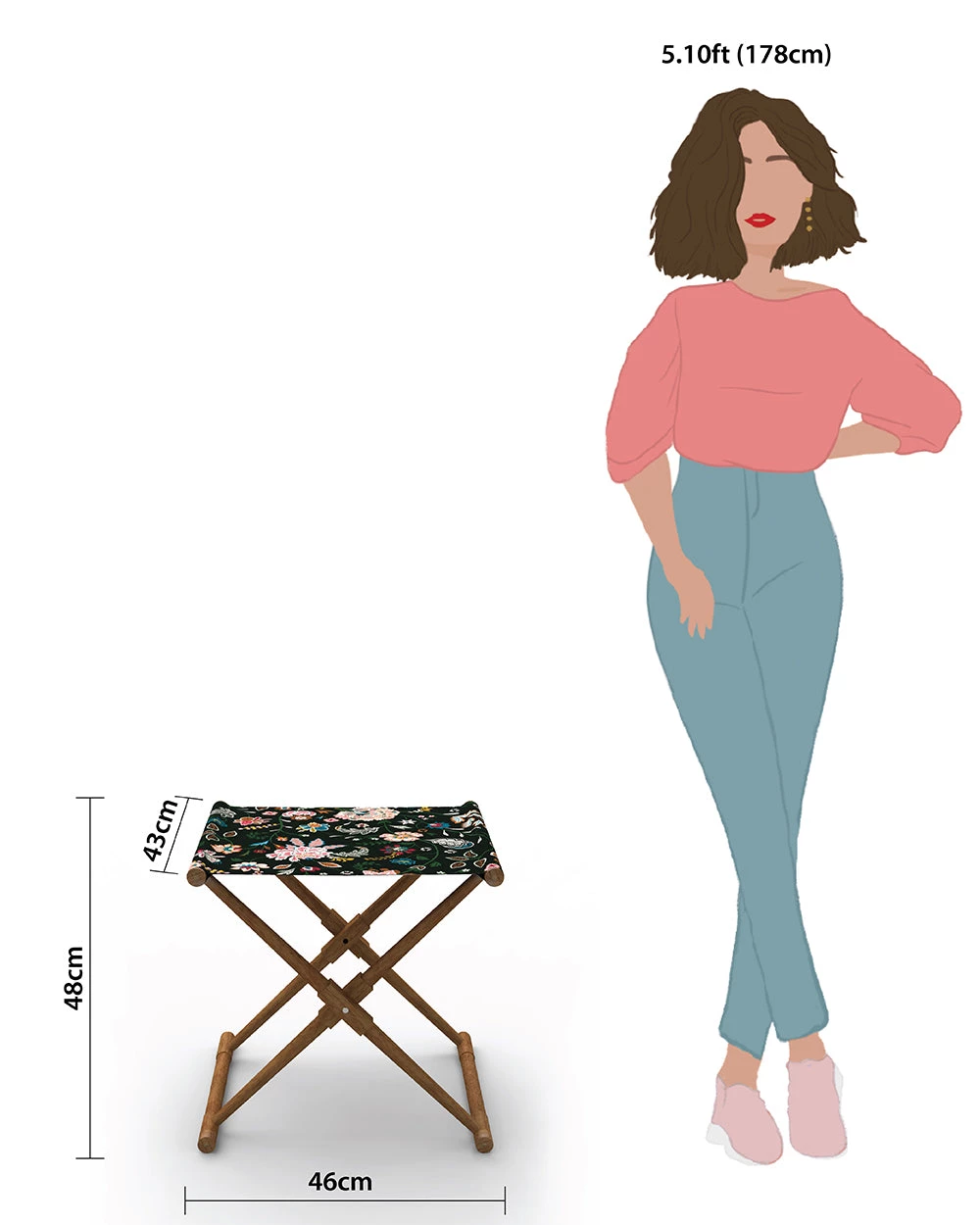 Chumbakdesign Furniture & Storage Bistro Folding Bench - Bohemian Paisleys Black 7 Chumbakdesign Furniture & Storage Bistro Folding Bench - Bohemian Paisleys Black