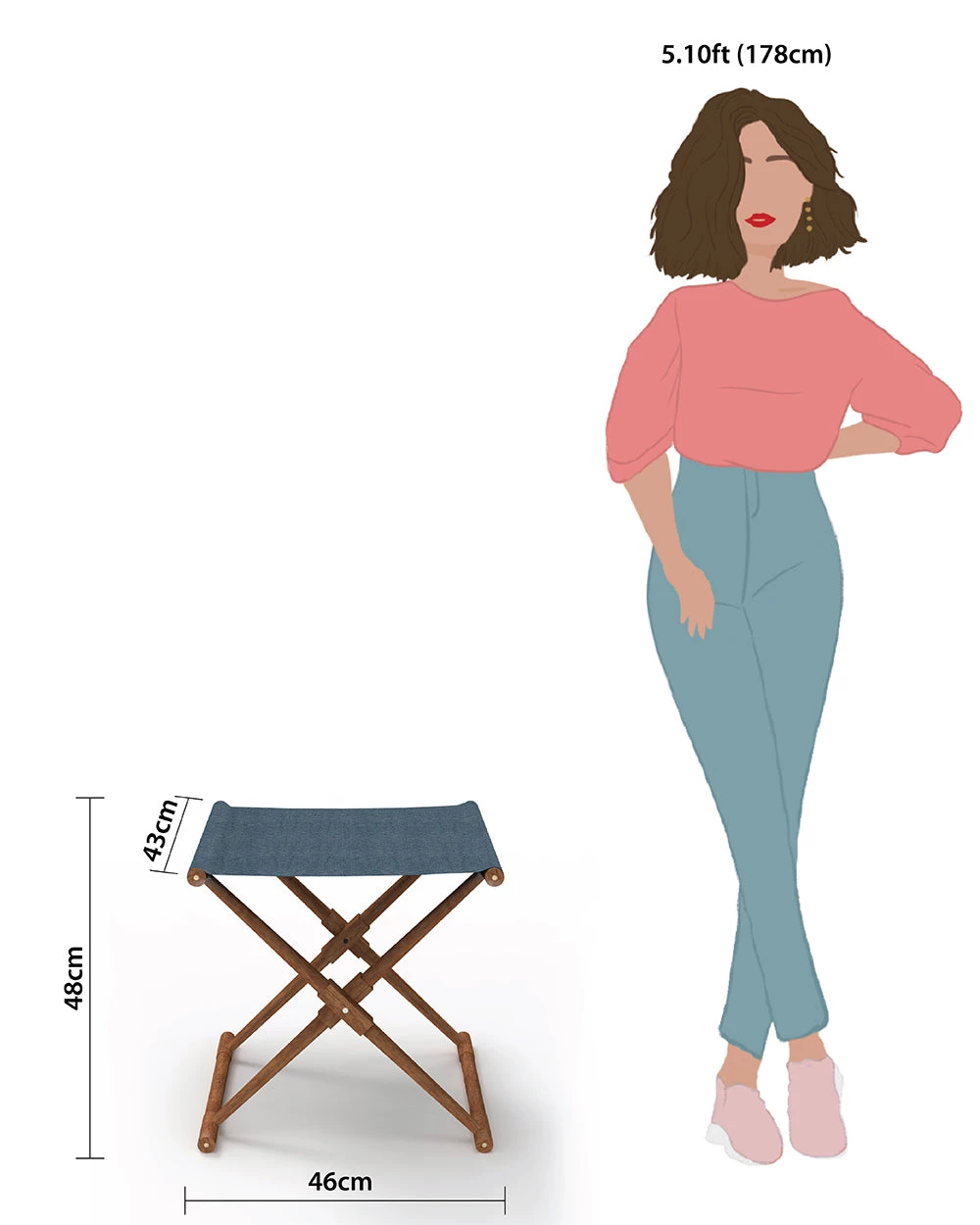 Chumbakdesign Bistro Folding Bench - Sailor Blue Furniture & Storage 7 Chumbakdesign Bistro Folding Bench - Sailor Blue Furniture & Storage