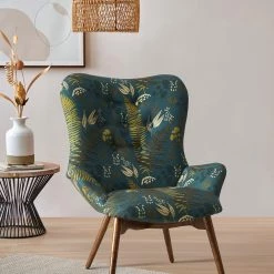 Chumbakdesign Mid Century Modern Wing Chair-Ferns