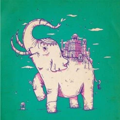 Chumbakdesign Decor & Living Elephant Monument Green Wall Art 13 Chumbakdesign Decor & Living Elephant Monument Green Wall Art