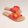 Chumbakdesign FootwearFootwear Pom Pom Flower Coral Sliders