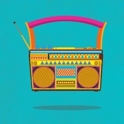 Chumbakdesign Radio Blue Wall Art Decor & Living