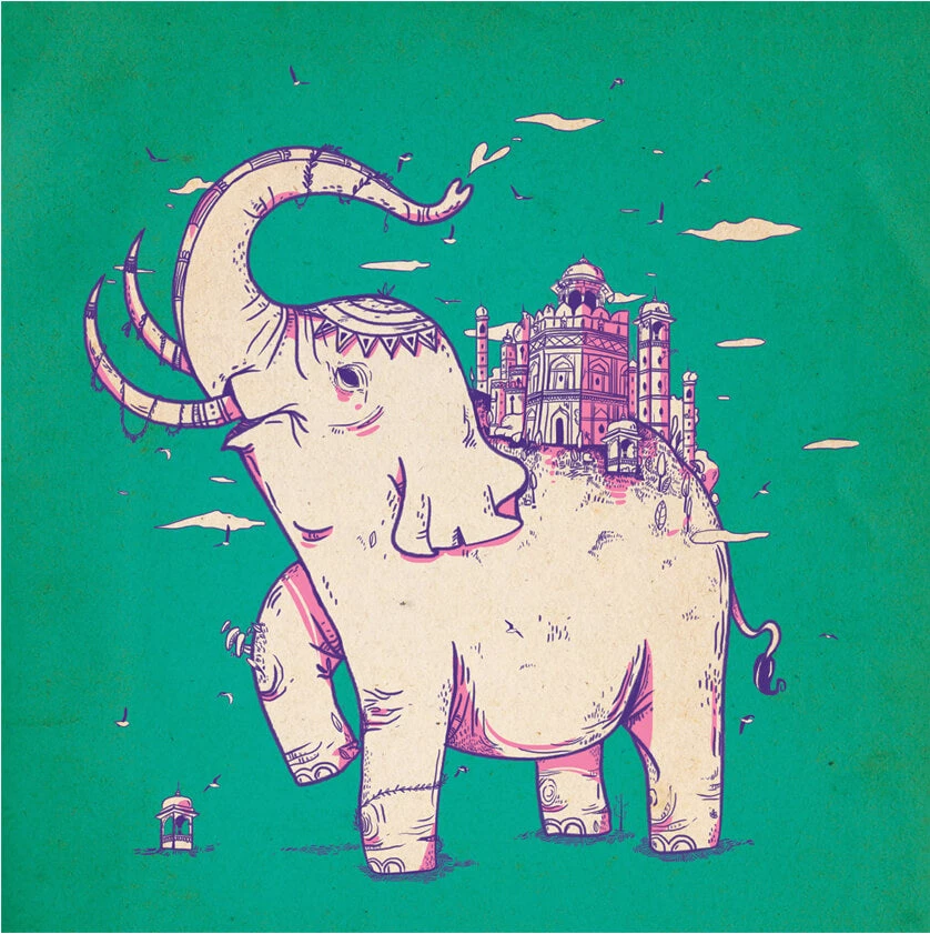 Chumbakdesign Decor & Living Elephant Monument Green Wall Art 3 Chumbakdesign Decor & Living Elephant Monument Green Wall Art