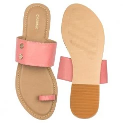 Chumbakdesign Buttoned Up Pink Sliders
