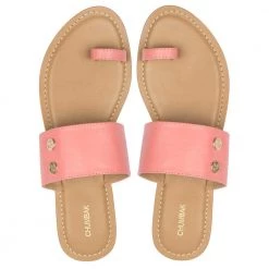 Chumbakdesign Buttoned Up Pink Sliders